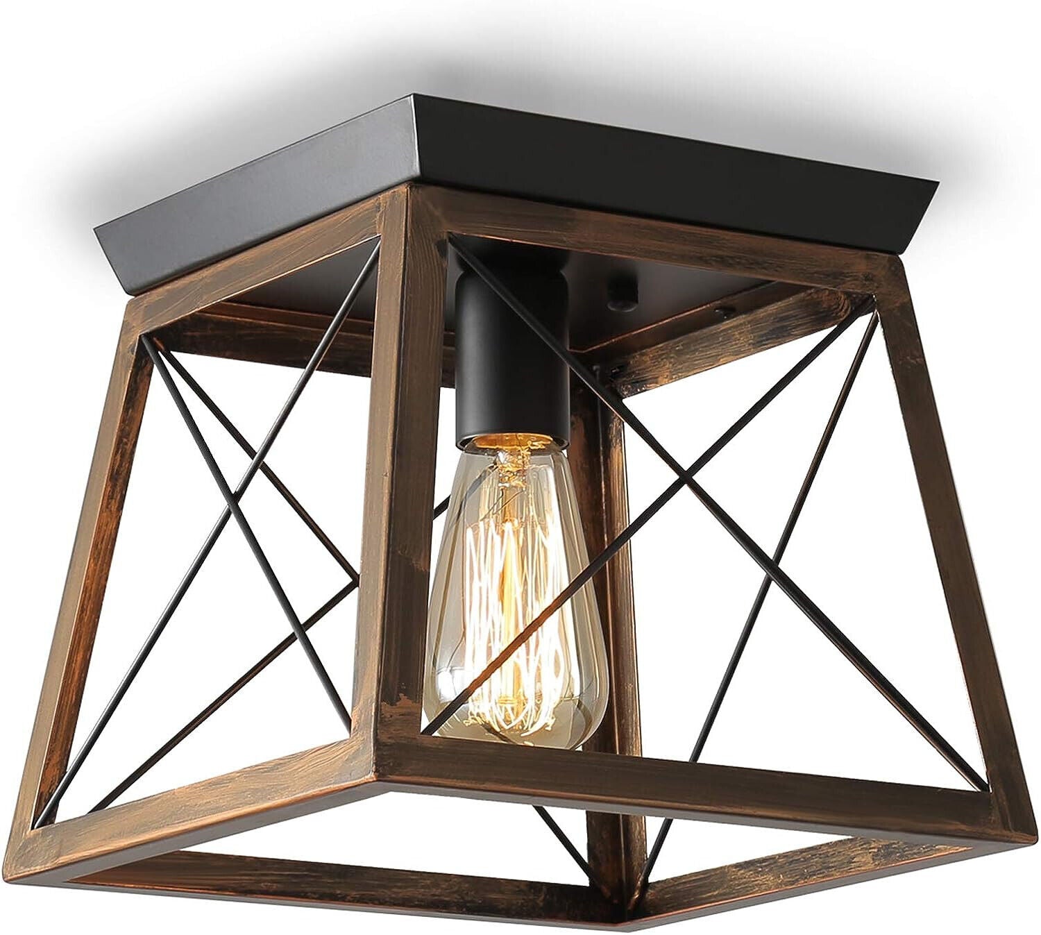 ENCOFT Retro Vintage Industrie Deckenleuchte Bronze Deckenlampe Metall Semi Flus