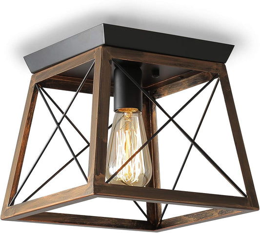 ENCOFT Retro Vintage Industrie Deckenleuchte Bronze Deckenlampe Metall Semi Flus