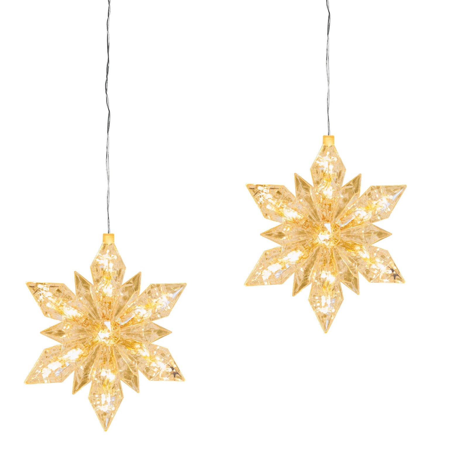LED-Hängedeko "Eiskristall", 2er-Set Deko Advent Dekoration Weihnachtsdeko LED