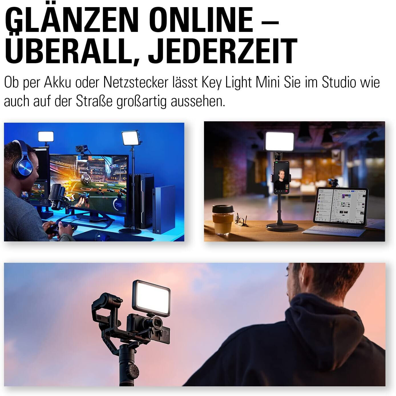 Elgato Key Light Mini - Tragbares LED-Panel für Streaming, Videokonferenzen