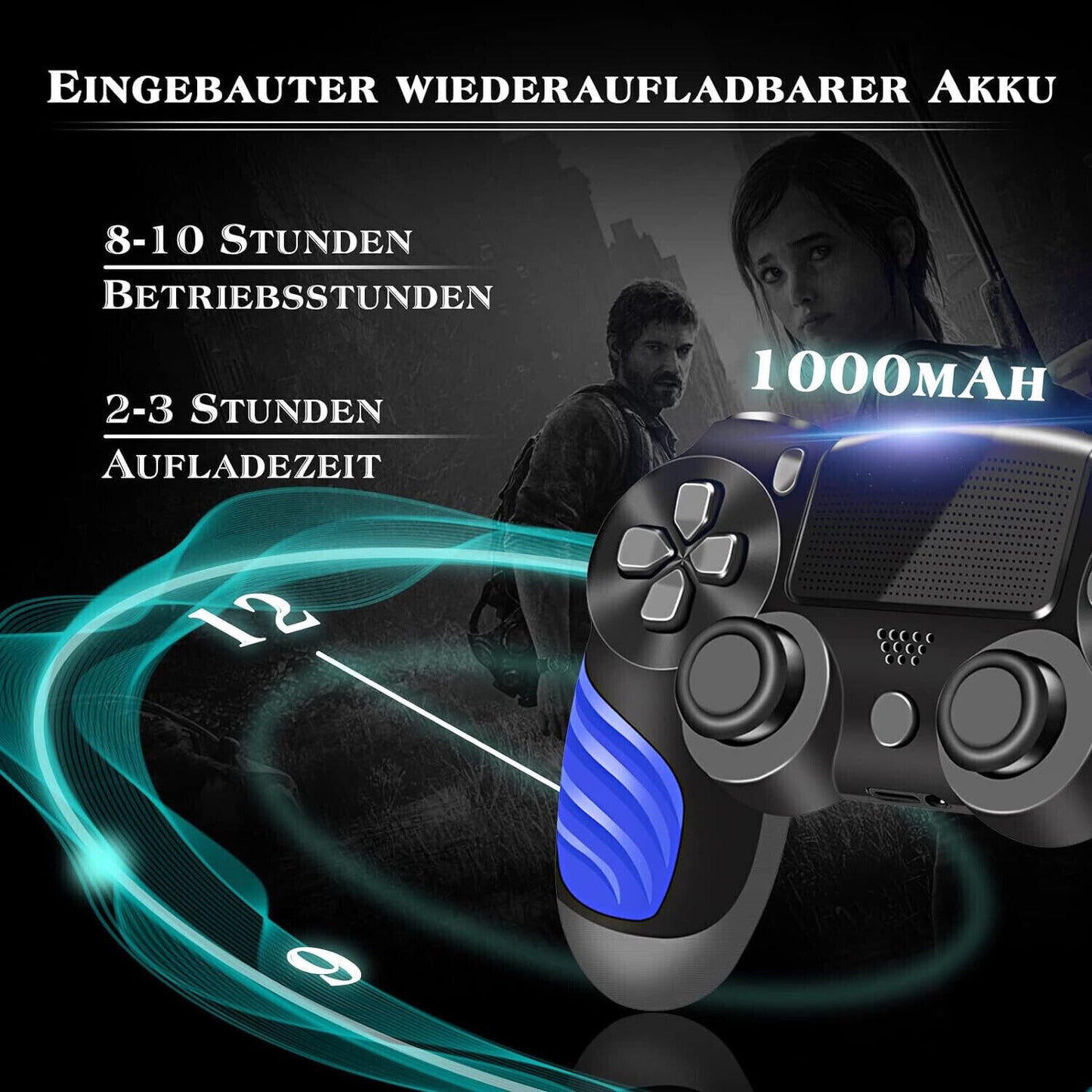 Roseason kompatibel mit Playstation 4 /Slim/Pro/PC, mit Akku Controller Schwarz