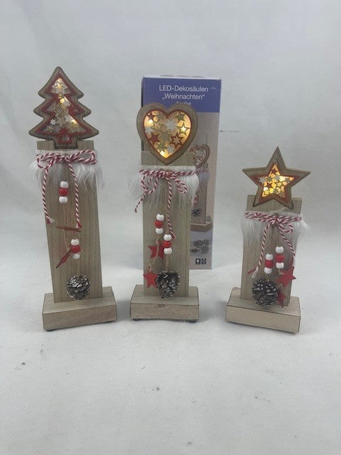 LED-Dekosäulen "Weihnachten" 3er-Set