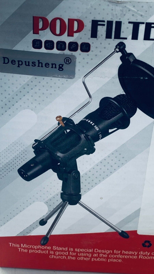 Depusheng PC-Gaming-Mikrofon mit Stativständer und Pop-Filter für Streaming, Pod