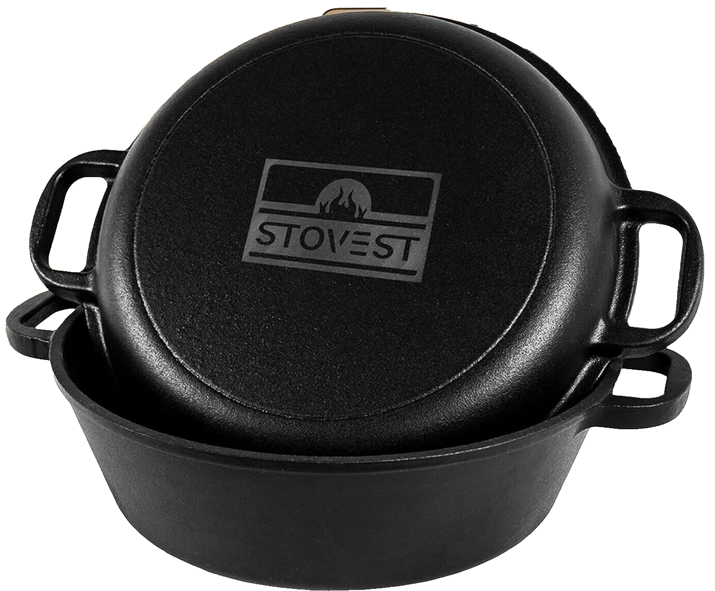 STOVEST Emaille Gusseisen Topf 26 cm mit Pfanne 4,6L [inkl. E-Book Kochbuch] -
