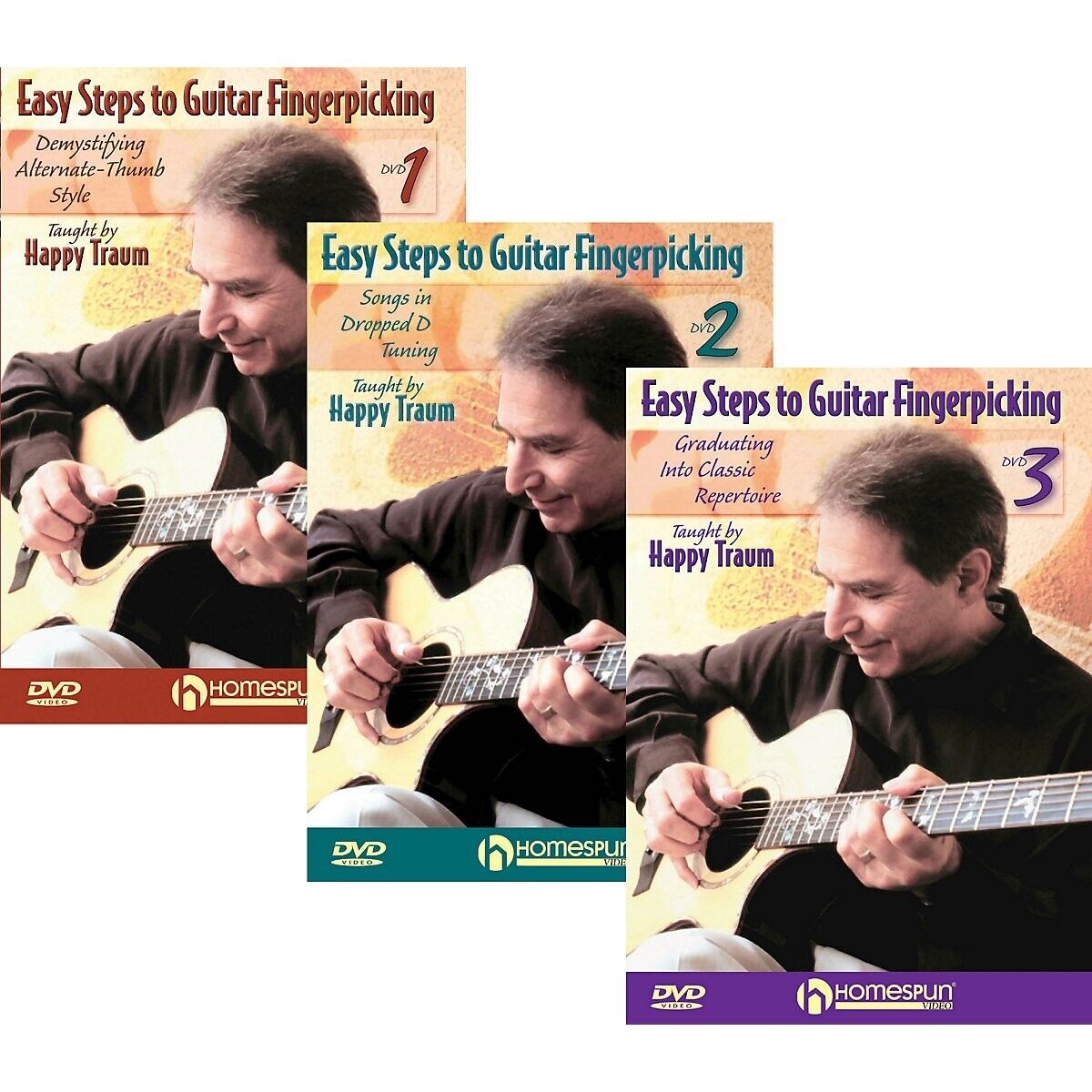 Einfache Schritte zum Gitarren-Fingerpicking: Bände 1-3