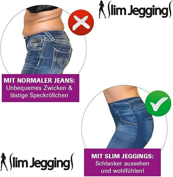 Slim Jeggings 3er Set L - XL Damen Jeans Jeansoptik Stretch Leggings Hose