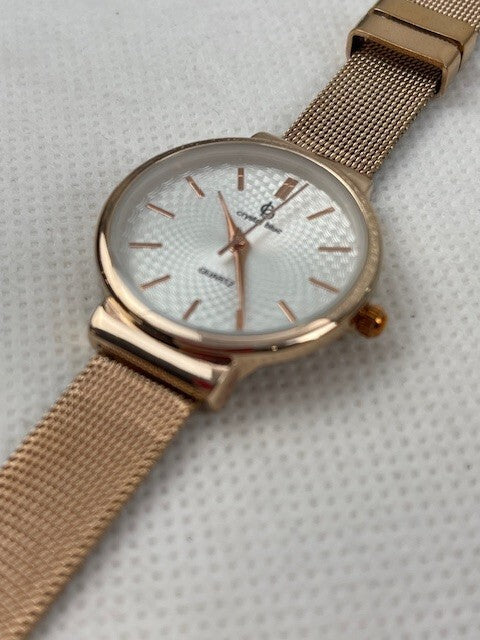 Crystal Blue Rosé Farbe Damenarmbanduhr