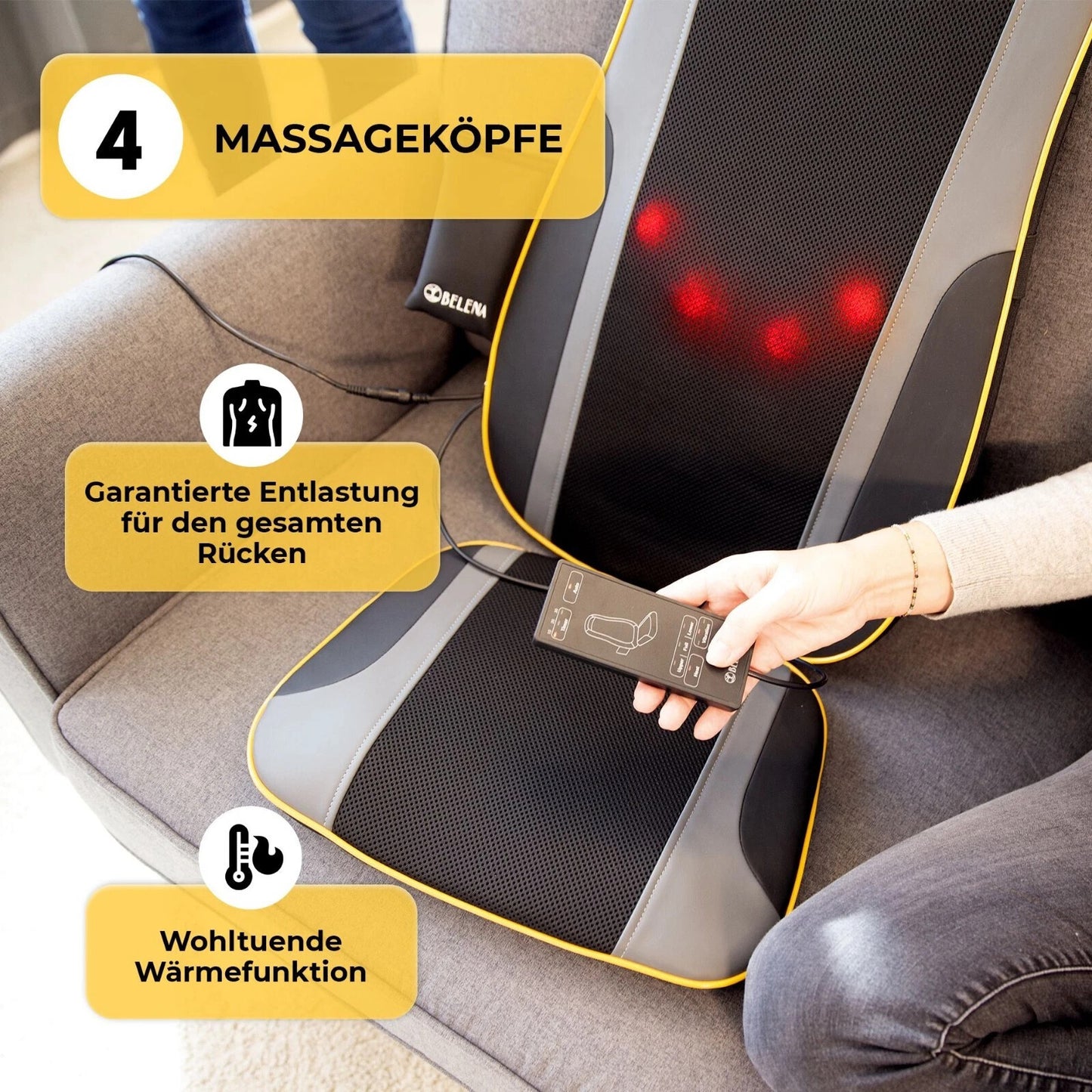 Massage Sitzauflage Belena Back Balance Shiatsu Massage Matte mit Wärmefunktion