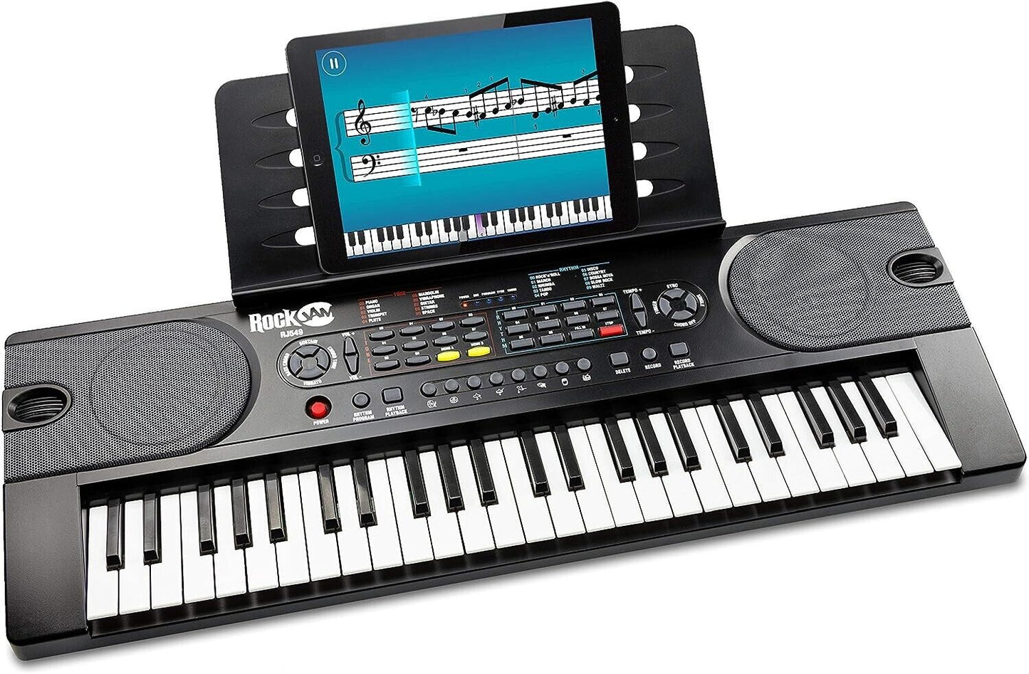 RockJam 49 Key Keyboard Piano with Power Supply, Sheet Music Stand, Piano Note S