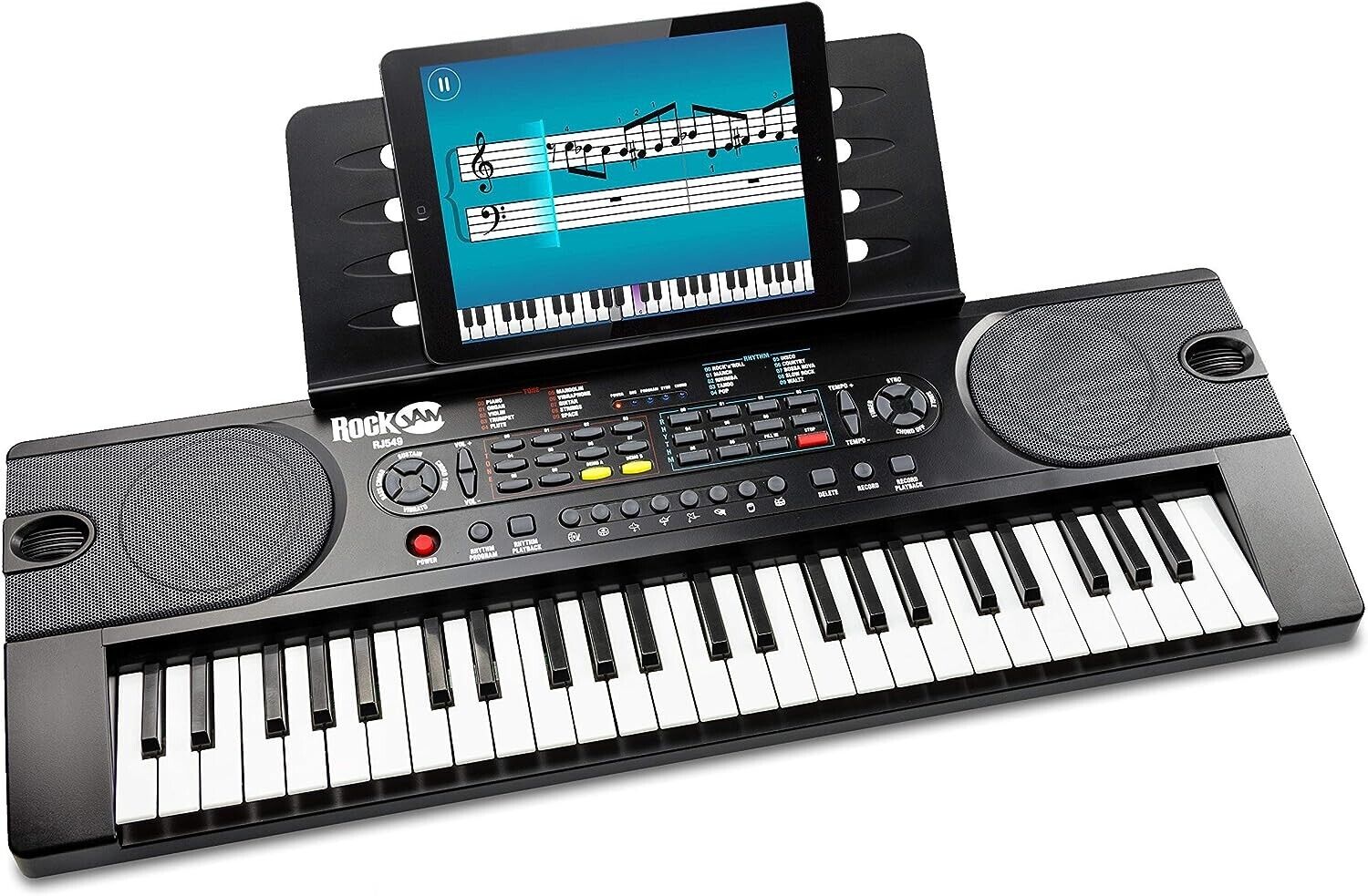 RockJam 49 Key Keyboard Piano with Power Supply, Sheet Music Stand, Piano Note S