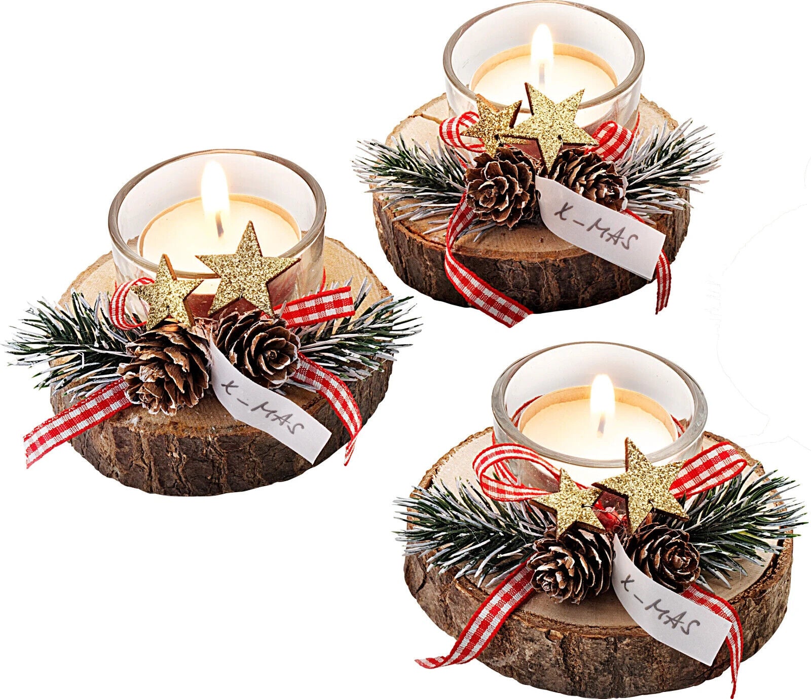 Teelichthalter "Wooden X-Mas " 3er-Set