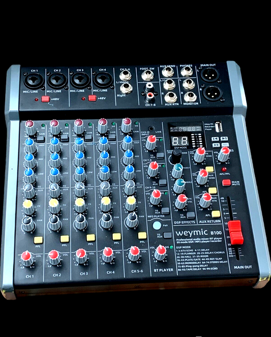 B100 Professioneller Mixer für Aufnahme von DJ-Bühne, Karaoke-Musik, mit 99 DSP-