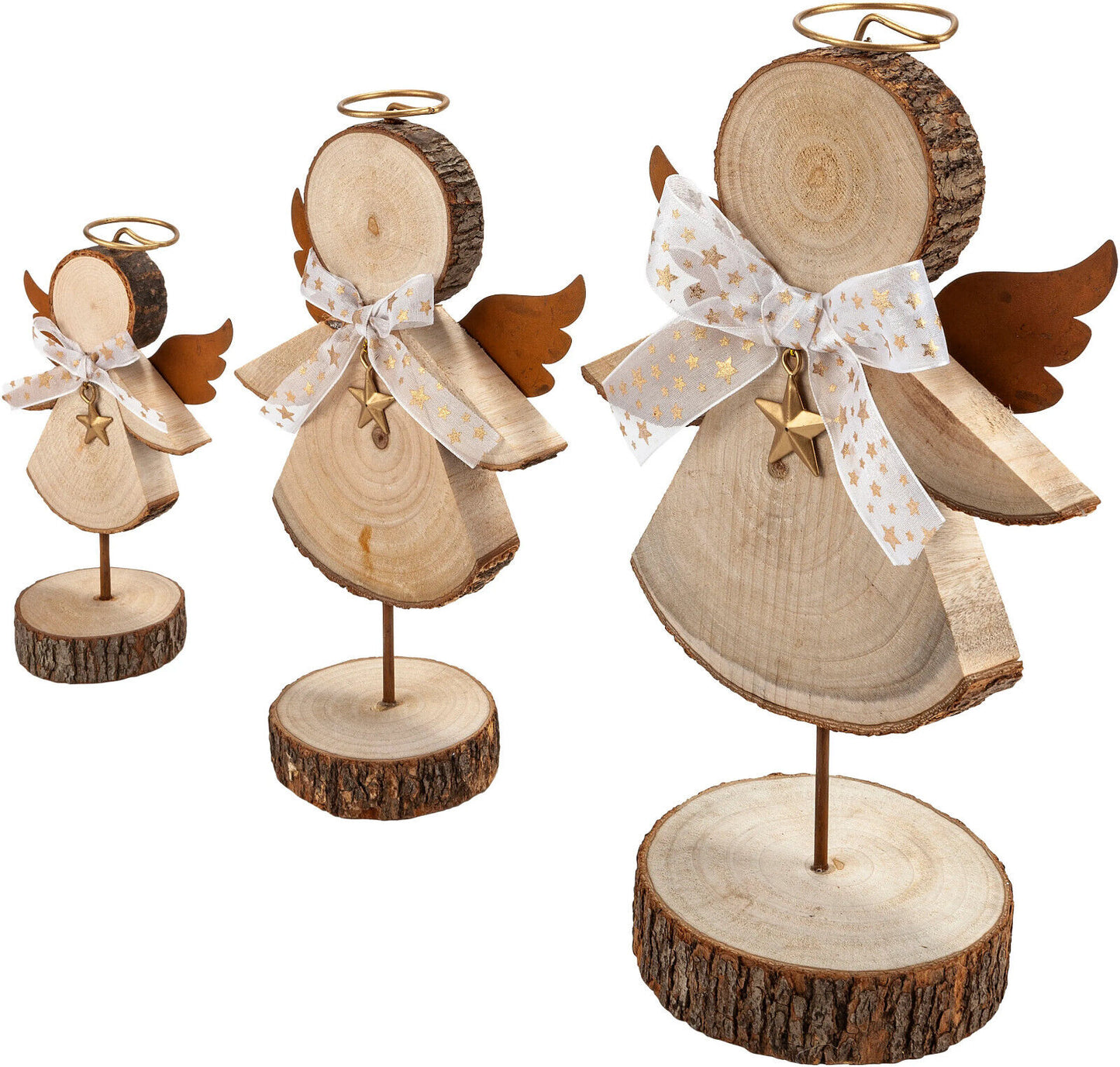 Dekofigur Holzengel 3er-Set Advent Deko Weihnachtsdeko Dekoration aus Holz