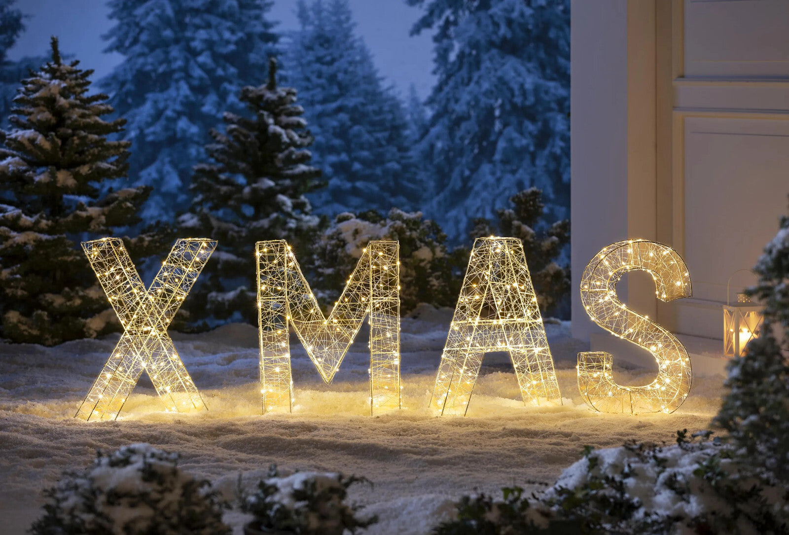 LED-Deko XMAS, 4-teilig LED Advent Deko Dekoration Weihnachtsdeko aus Metall