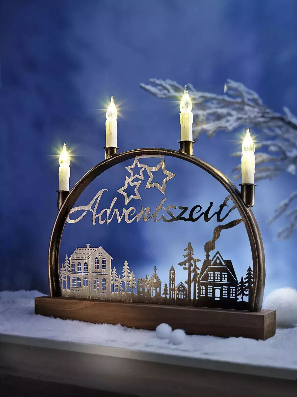 LED-Schwibbogen "Adventszeit" 33cm Weihnachten Dekoration Fensterdeko LED Deko