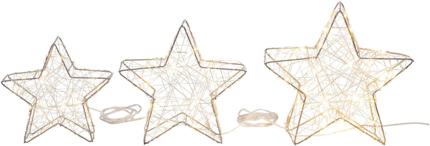LED-Deko Sterne 3er-Set, 100 LEDs Weihnachtsdeko Advent Dekoration Wohnungsdeko