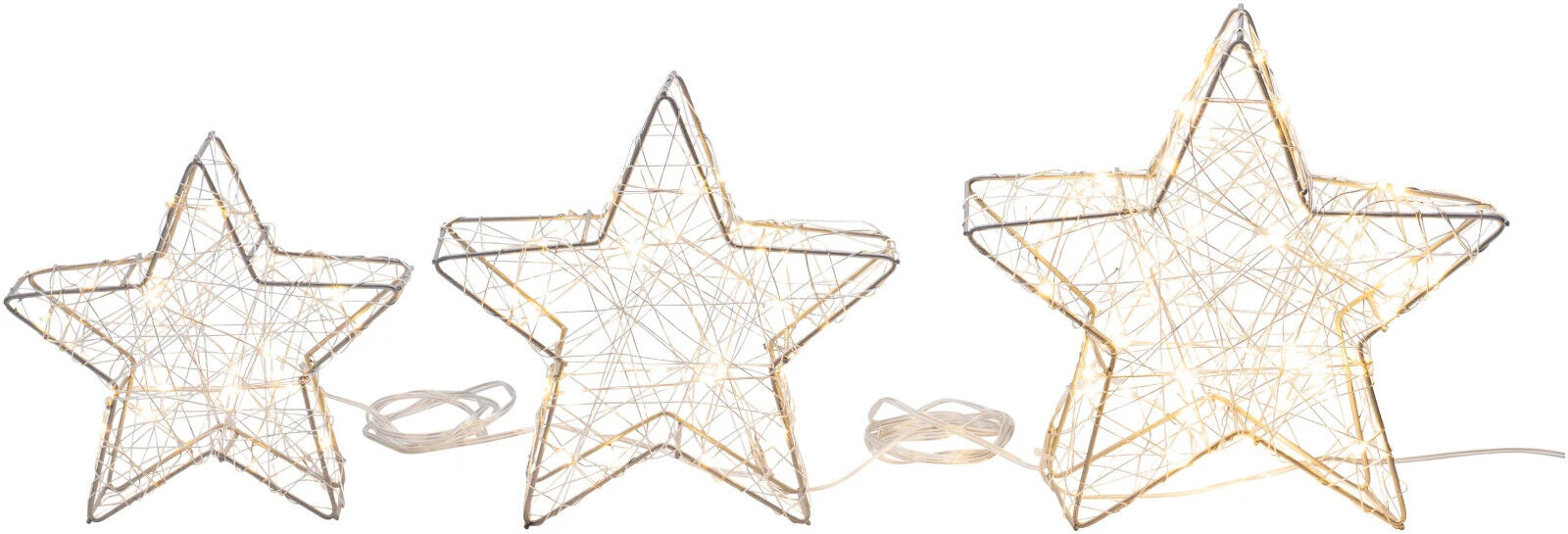 LED-Deko Sterne 3er-Set, 100 LEDs Weihnachtsdeko Advent Dekoration Wohnungsdeko