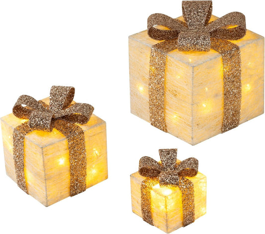 LED-Deko "Geschenke" 3-er set