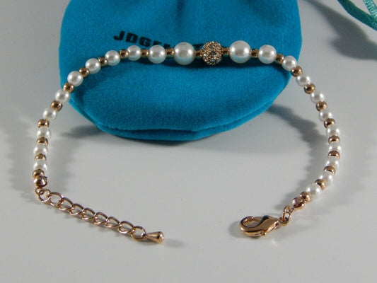 JDGEMSTONE rosegold Frauen Mädchen Armband Mode Schmuck Damenarmband Perlen
