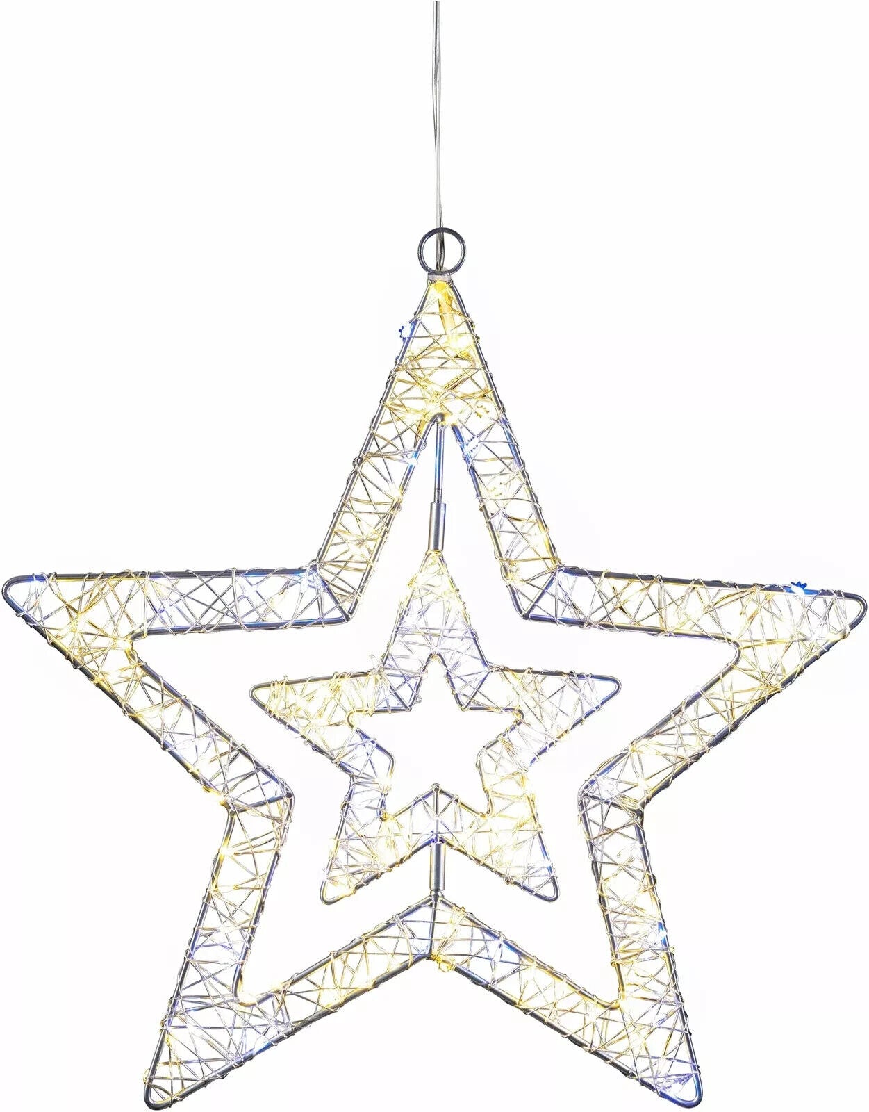 LED Doppelstern Twin Hängedeko 150 LEDs Dekoration 35 cm zweifarbig deko