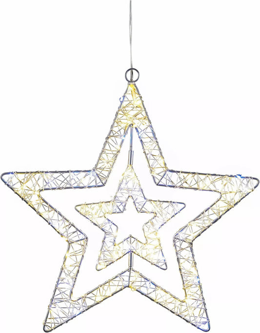 LED Doppelstern Twin Hängedeko 150 LEDs Dekoration 35 cm zweifarbig deko