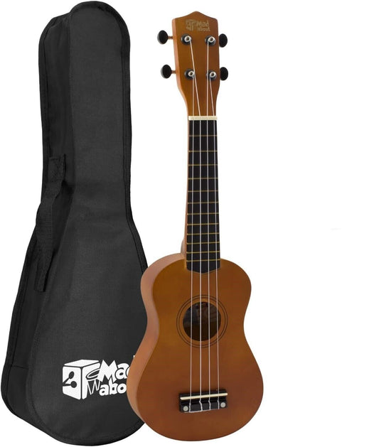 Mad About SU8-LH-NT Sopran-Ukulele für Linkshänder - Natur - mit Tasche, Filzpic