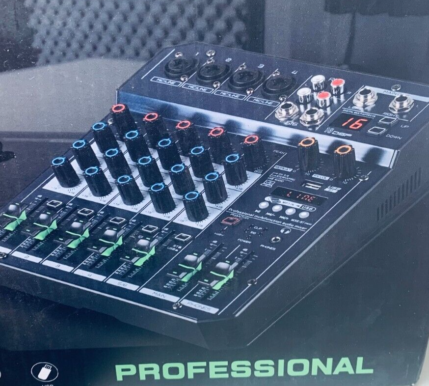 Depusheng T6 Audio-Mixer 6-KANAL-DJ-Soundcontroller-Schnittstelle mit USB-Soundk