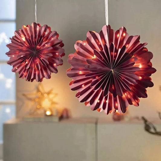 LED Hängedeko Schneeflocke Berry Farbe XL Ø 42,5 cm Papier Dekoration