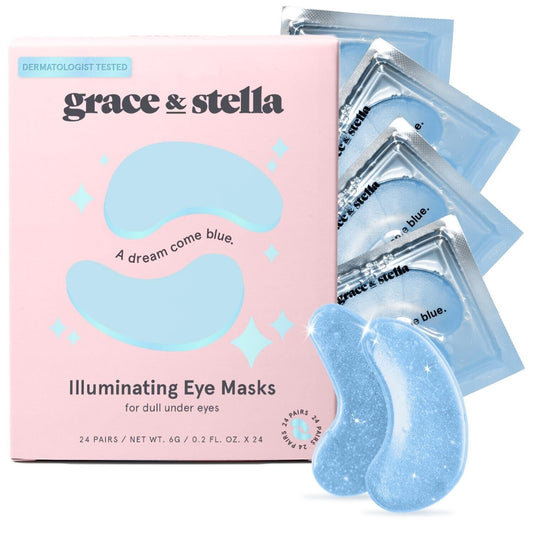 grace & stella Preisgekrönte Augenmaske (Blau, 24 Paar) Reduzieren Sie Augenring