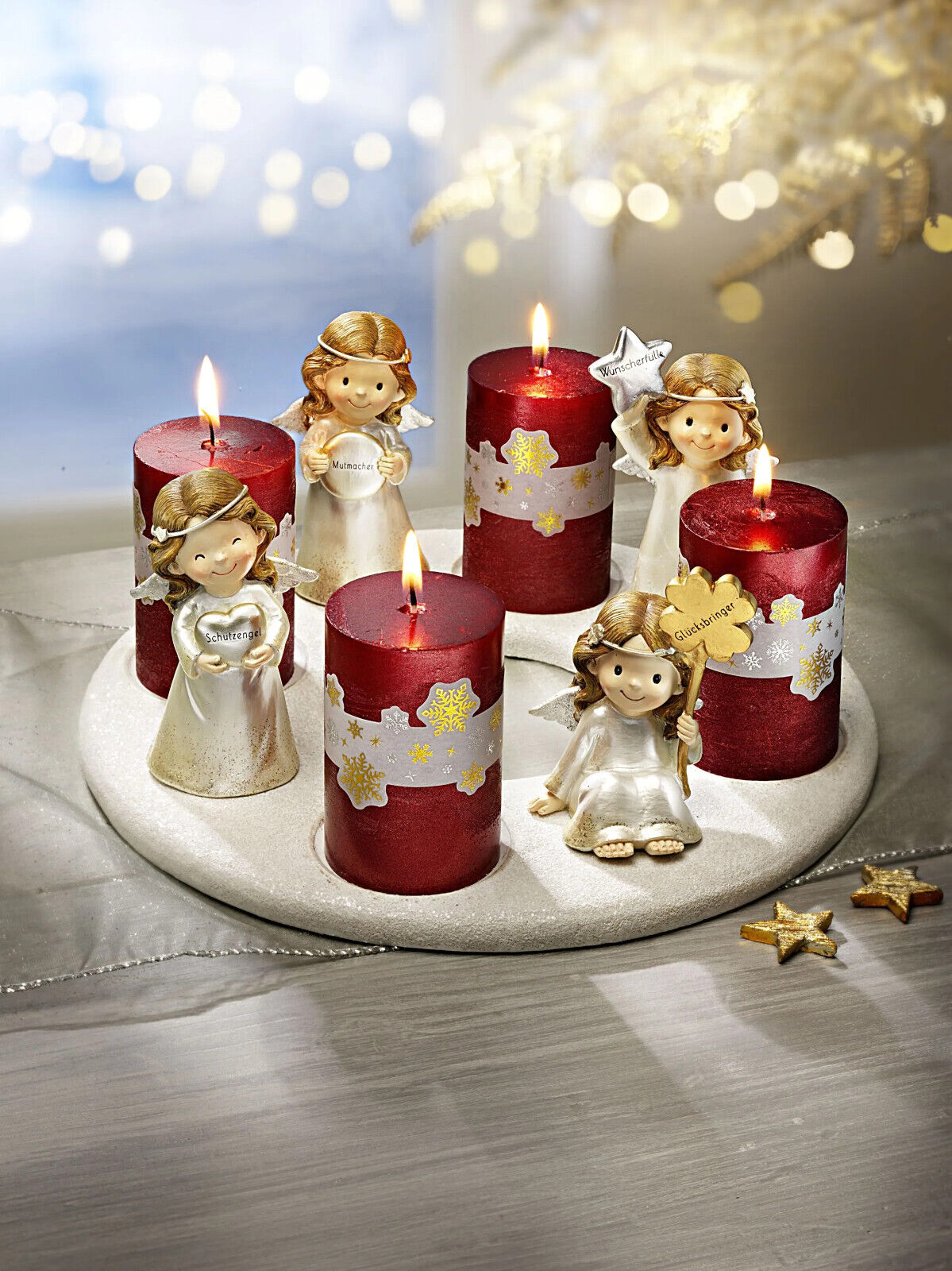 Kerzenkranz "Engelszauber" Weihnachten Deko Advent Dekoration Adventskranz