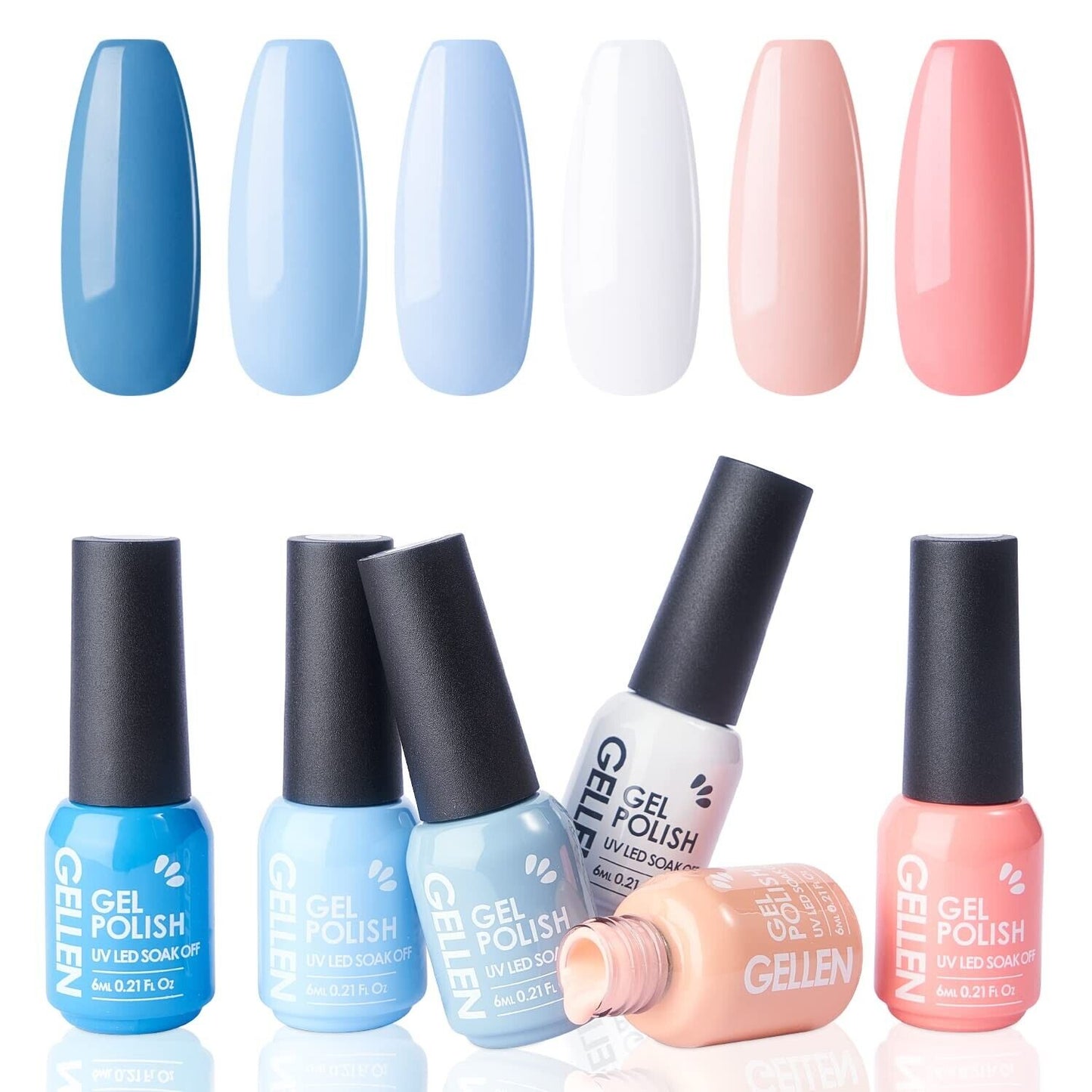 Gellen UV Nagellack Set 6 Farben, 6ml Farblack Gellack Kit für Nägel Maniküre De