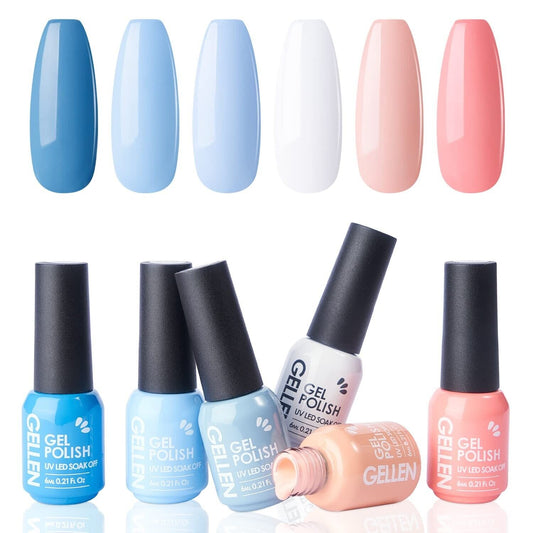 Gellen UV Nagellack Set 6 Farben, 6ml Farblack Gellack Kit für Nägel Maniküre De