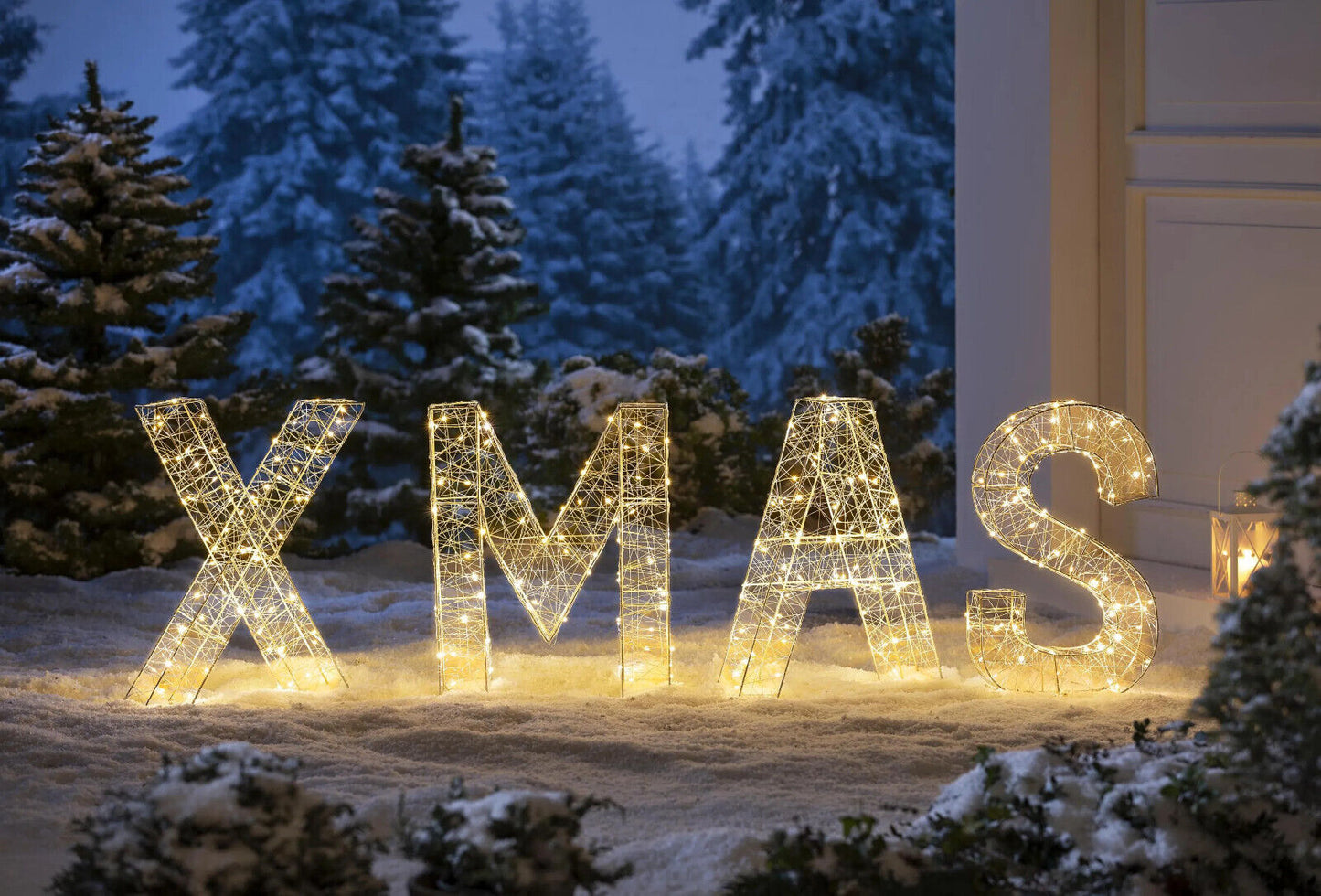LED-Deko XMAS, 4-teilig LED Advent Deko Dekoration Weihnachtsdeko aus Metall