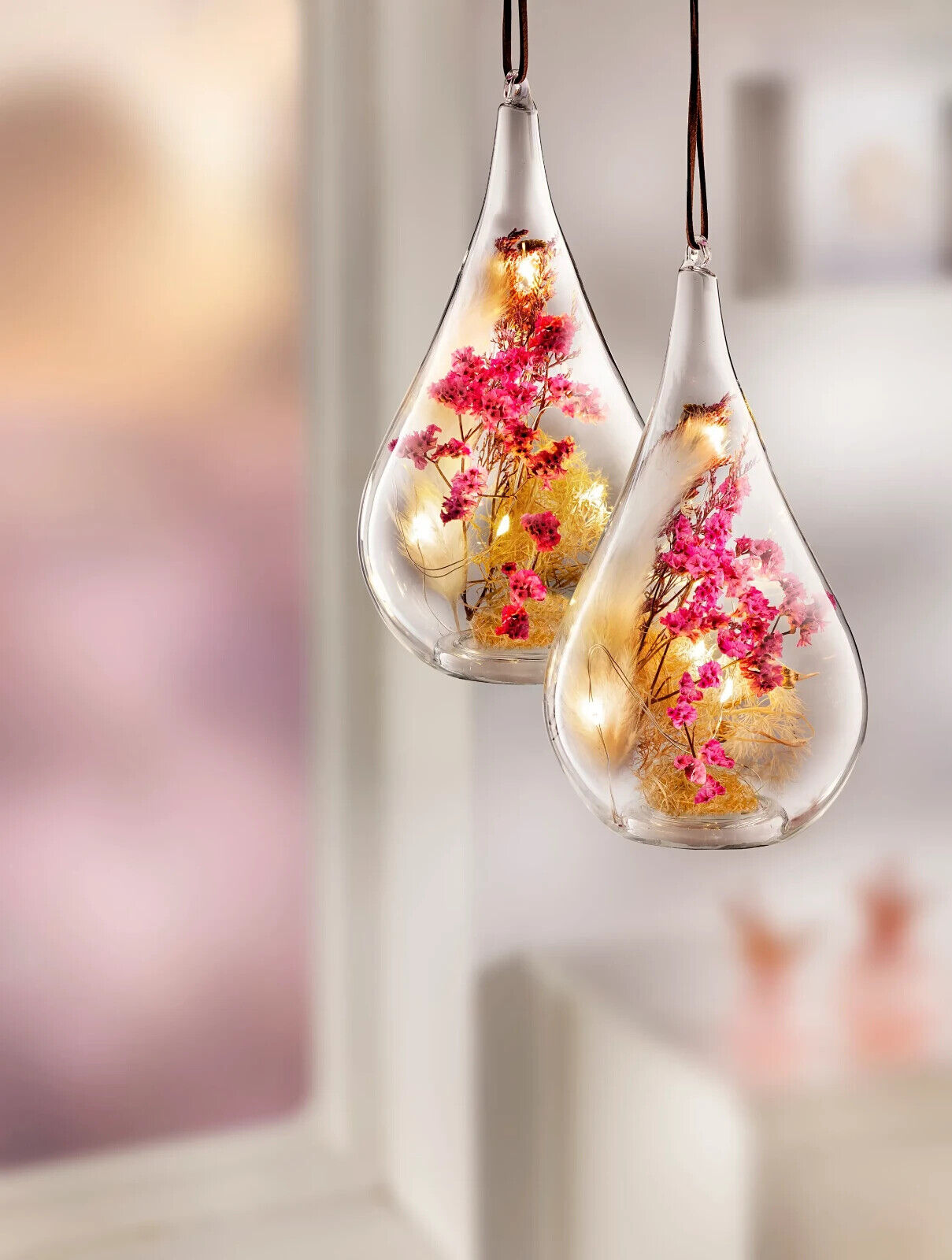 LED-Dekohänger "Flora" aus Glas, 2er-Set Deko LED Beleuchtung Dekoration Deko