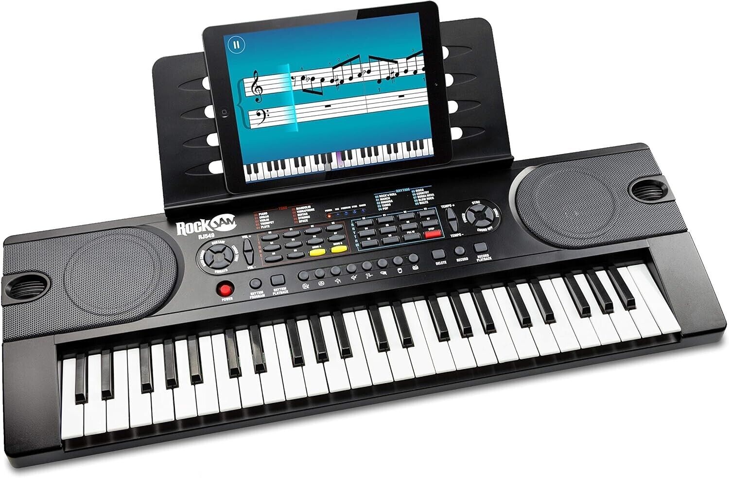 RockJam 49 Key Keyboard Piano with Power Supply, Sheet Music Stand, Piano Note S