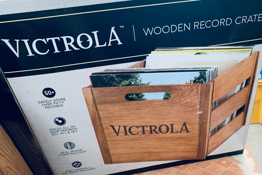 Victrola Holzkiste – Tischalbumhalter und Organizer für alle Schallplatten Braun