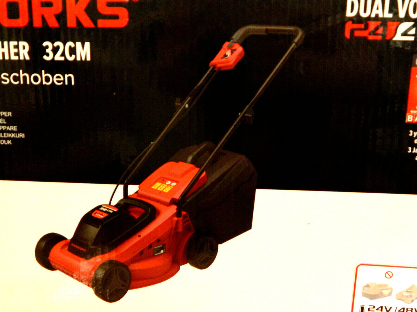 Powerworks 24V Akku-Rasenmäher P24LM32 Schnittbreite: 32 cm Fangkorb 30L in Rot