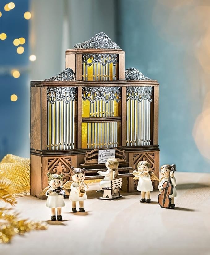 W B Spieluhr LED-Orgel mit Engelschor 6-teilig mechanische Spieluhr mit Beleucht