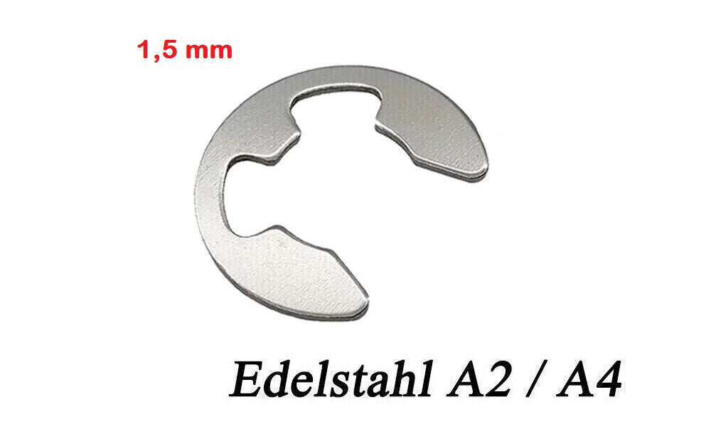 1,5 mm E-CLIP Außen Sicherungsring Sprengring für Welle DIN 6799 Edelstahl M1,5