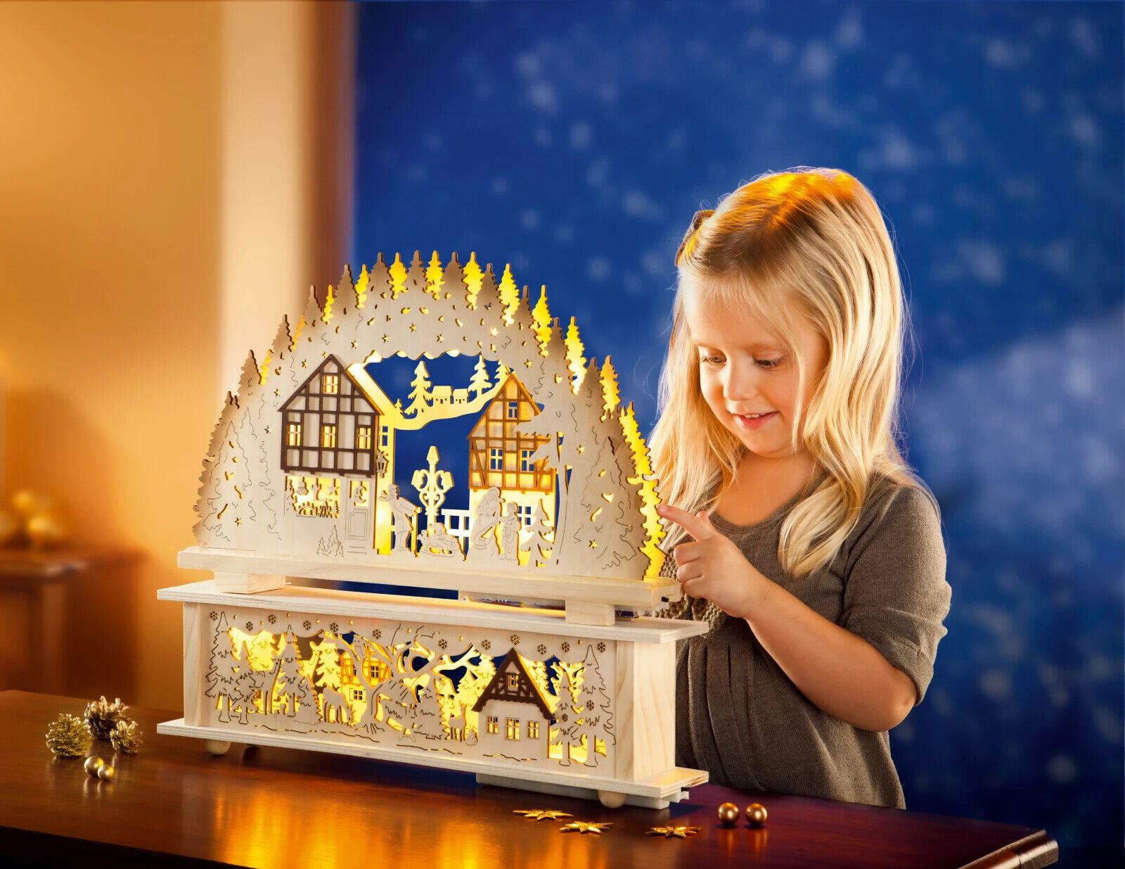 Schwibbogen "Winterland" Deko Winter Weihnachten Holzdeko Beleuchtung LED Advent