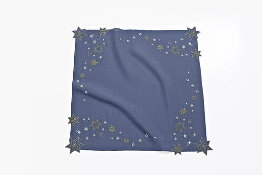 Mitteldecke Sternenglanz Tischdecke Stickereien 85 x 85 cm dunkelblau