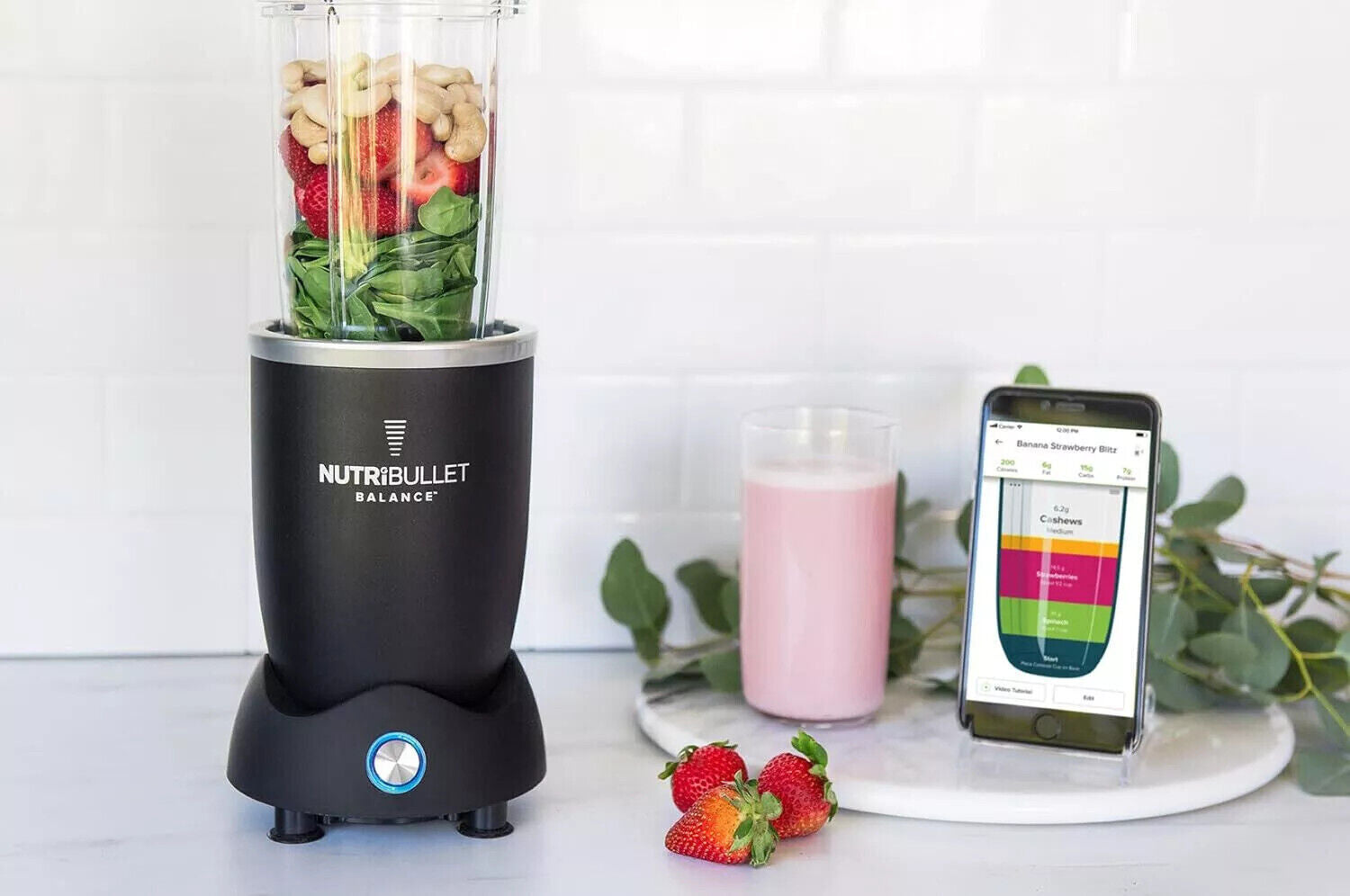 NutriBullet Balance 1200 Watt schwarz Mixer mit Extraktor-Klinge macht Superfood