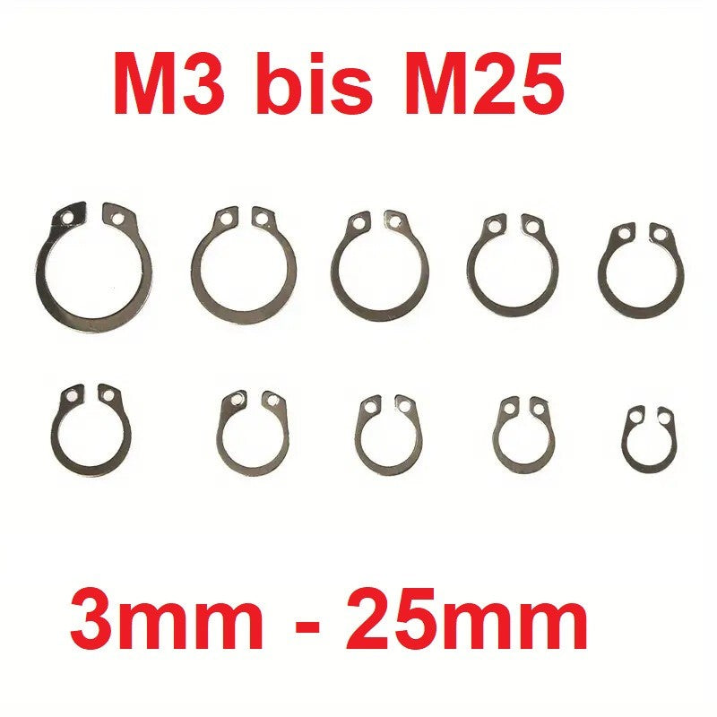 Sicherungsring M3 bis M25 DIN 471 Außen, Seegering, Edelstahl A2, 3mm - 25mm