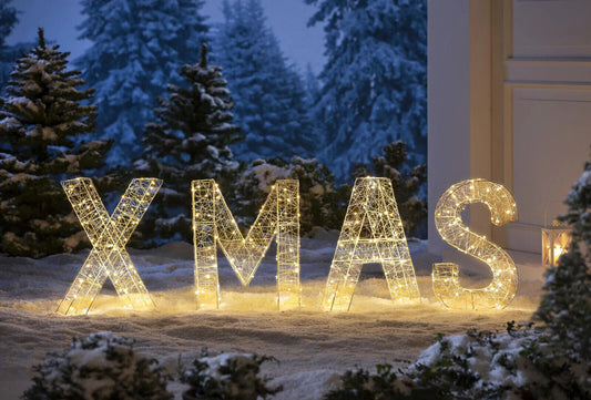 LED-Deko XMAS, 4-teilig LED Advent Deko Dekoration Weihnachtsdeko aus Metall
