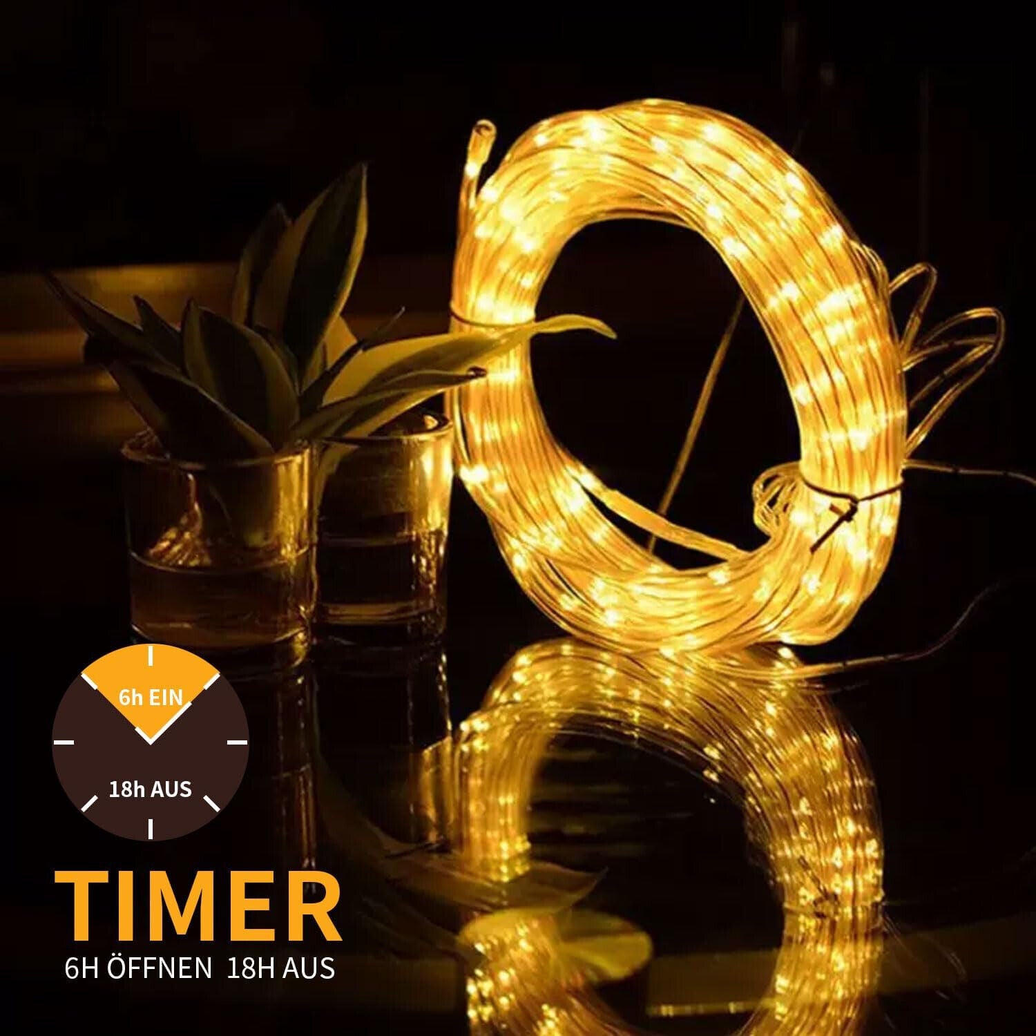 400LED 20M Lichterschlauch Aussen, Lichterkette mit Strom, Led Schlauch 8 Modi