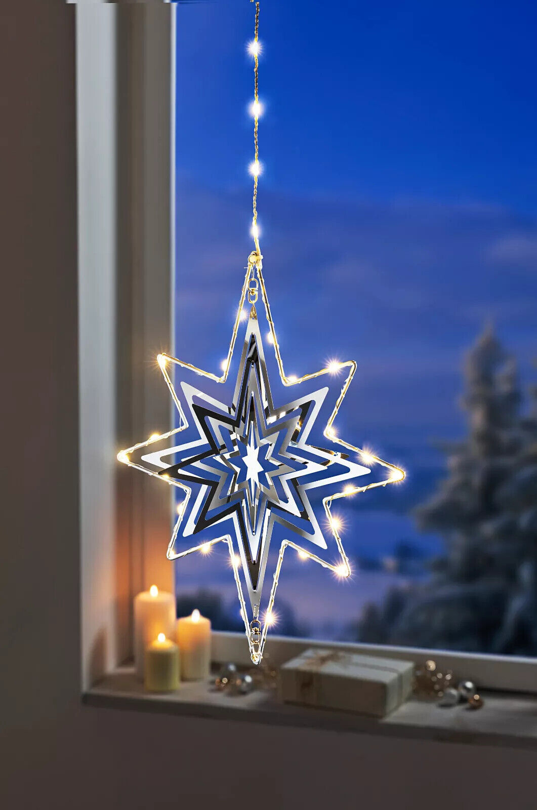 LED-Windspiel "Polarstern" 60 LEDs Wohnungsdeko Weihnachtsdeko Advent Dekoration