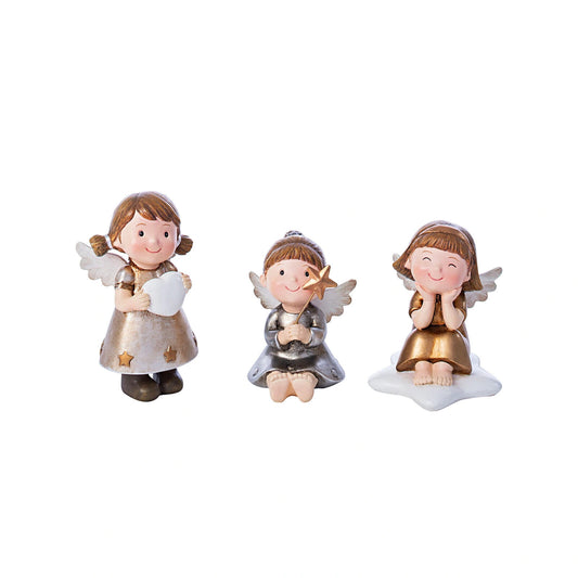 Dekofiguren "Engelkinder" 3er-Set Dekoration Geschenk Handbemalt