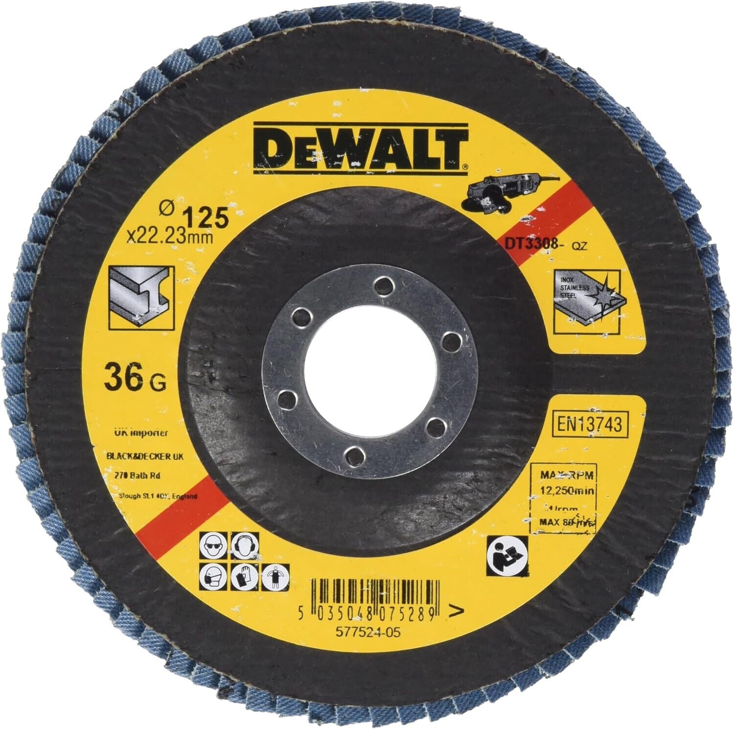 DeWalt 10er Set Winkelschleifer Schleifscheibe Fächerscheibe Winkel 15° - Ø125mm