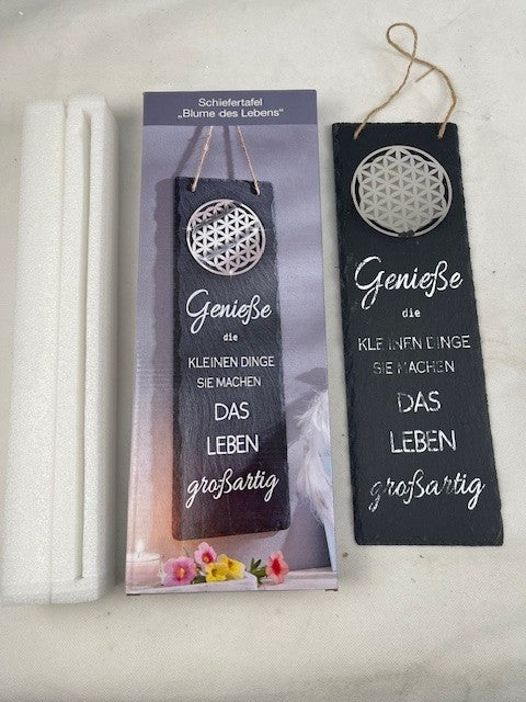 Schiefertafel "Blume des Lebens" (B-Ware! Schrift etwas Verblasst)