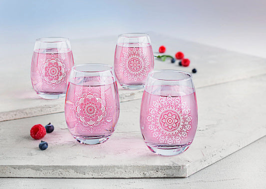 Trinkgläser Mandala 4er Set Glas Trinkglas Gläser je 450ml